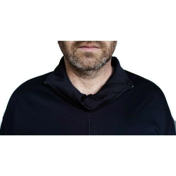 QUINN Qi mens long sleeve mock neck 1/2 zip shirt athletic tee navy blue Size M - Picture 5 of 10